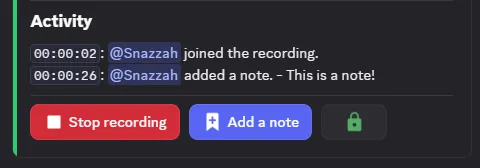 Note button in Craig recording panel