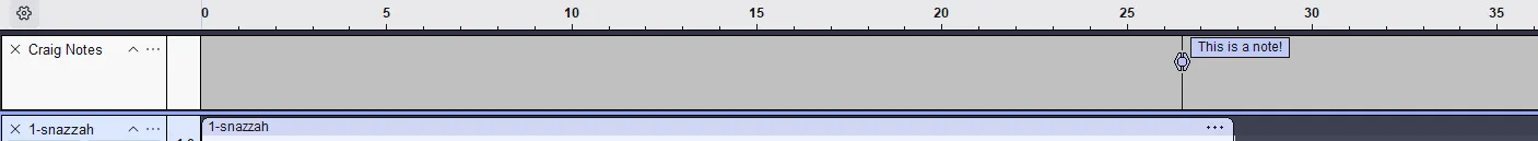 Marker track in Audacity showing Craig Notes